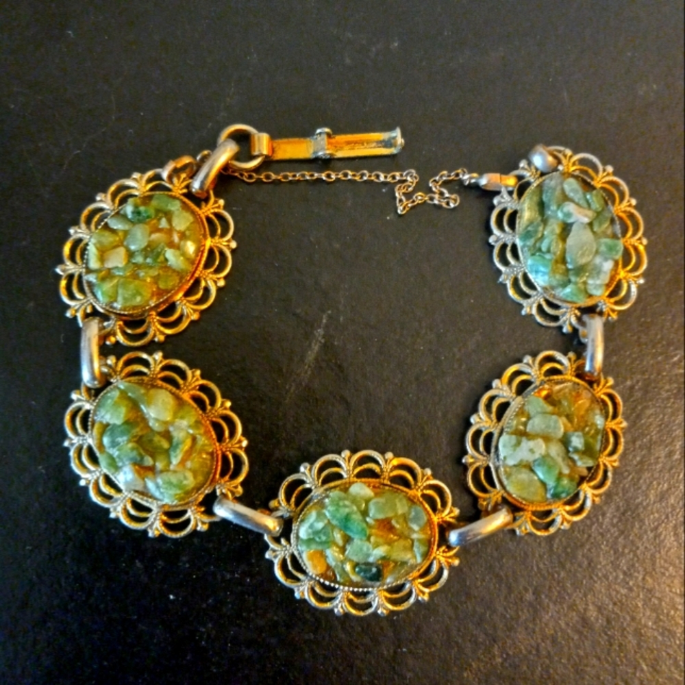 Vintage Designer Rough Jade Bracelet